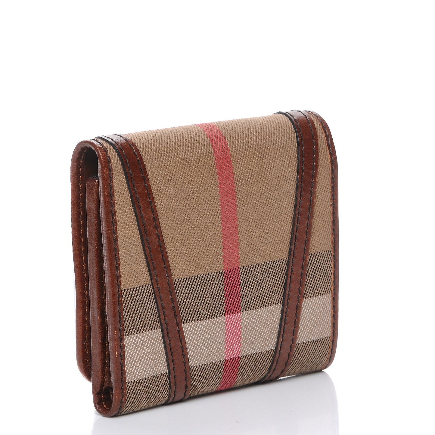 Bridle Calfskin House Check Medium Leighton Wallet Dark Tan