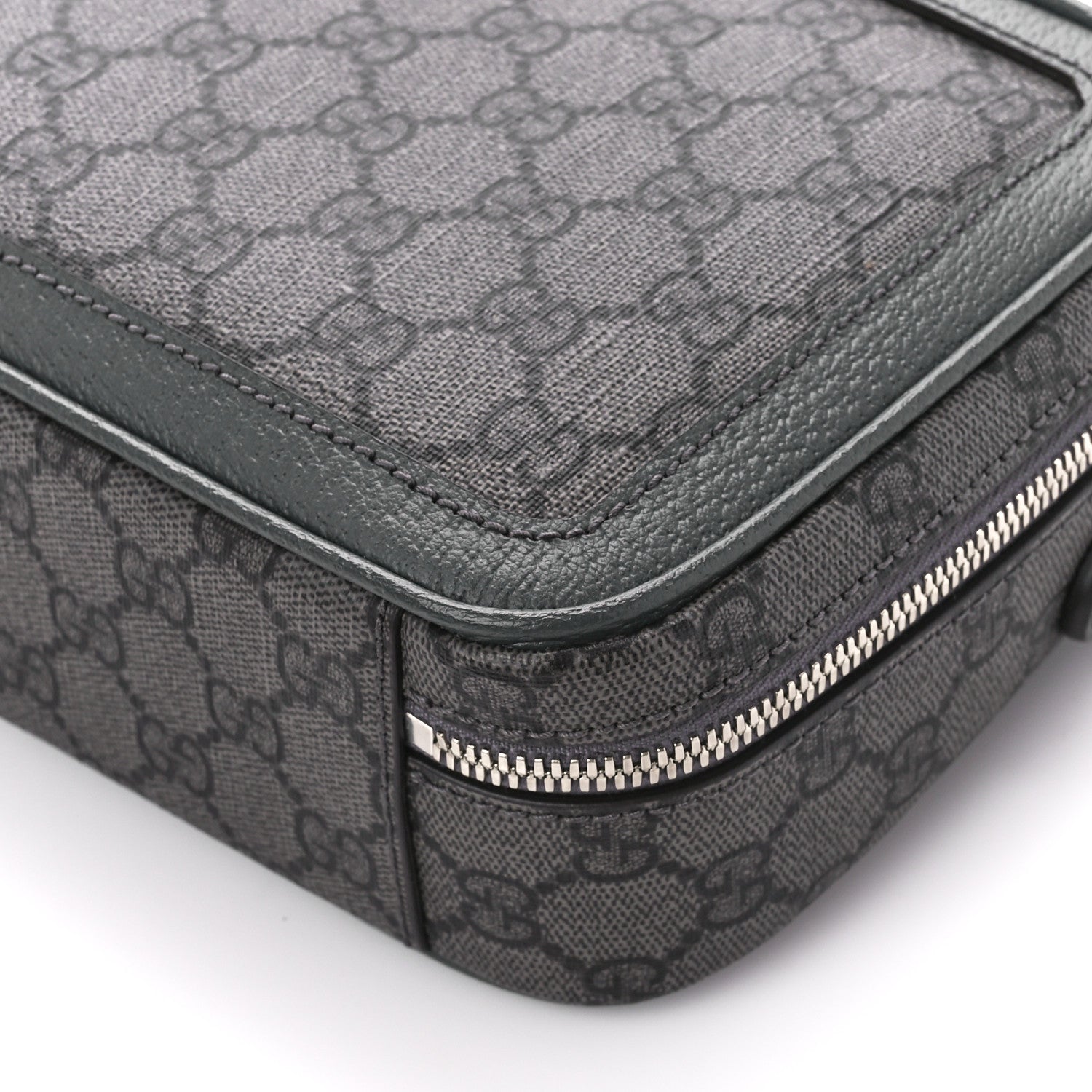 Gucci GG Supreme Monogram Textured Dollar Calfskin Small Ophidia Top Handle Shoulder Grey Black Graphite Grey 10 of 10