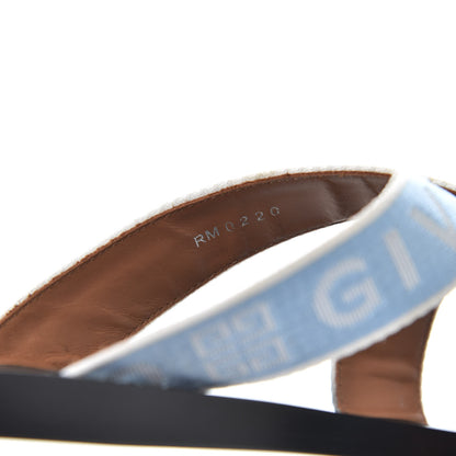 Givenchy Grosgrain Cross Logo Ankle Strap Sandals 37.5 Blue White 8 of 9