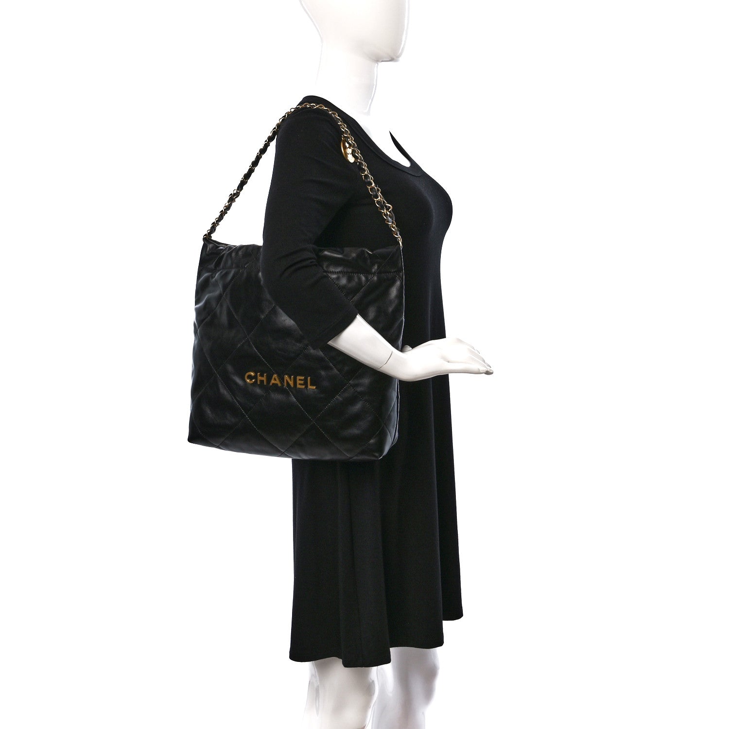 Chanel Shiny Calfskin Quilted Small Chanel 22 Black 2 of 10
