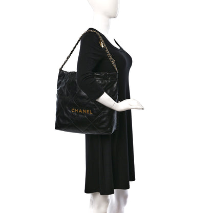 Chanel Shiny Calfskin Quilted Small Chanel 22 Black 2 of 10