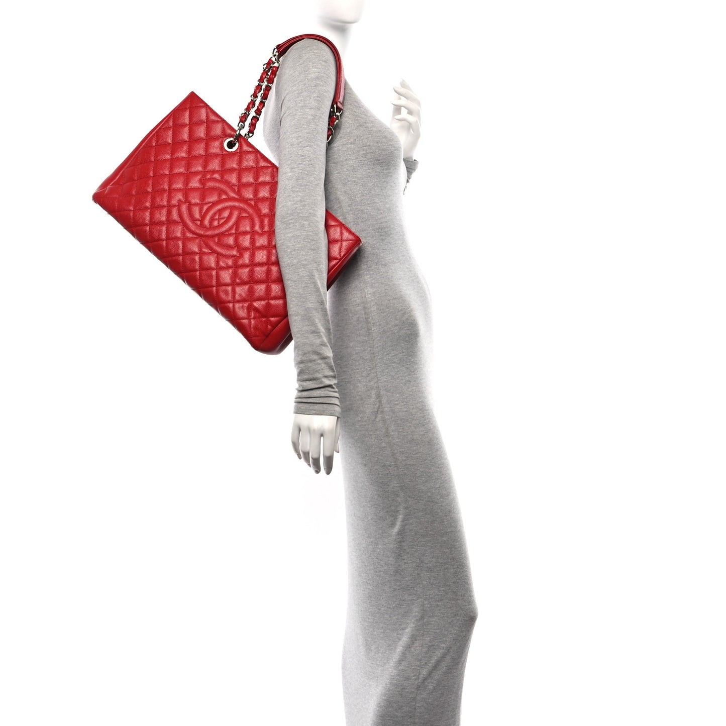 Caviar Quilted XL Grand Shopping Tote GST Red