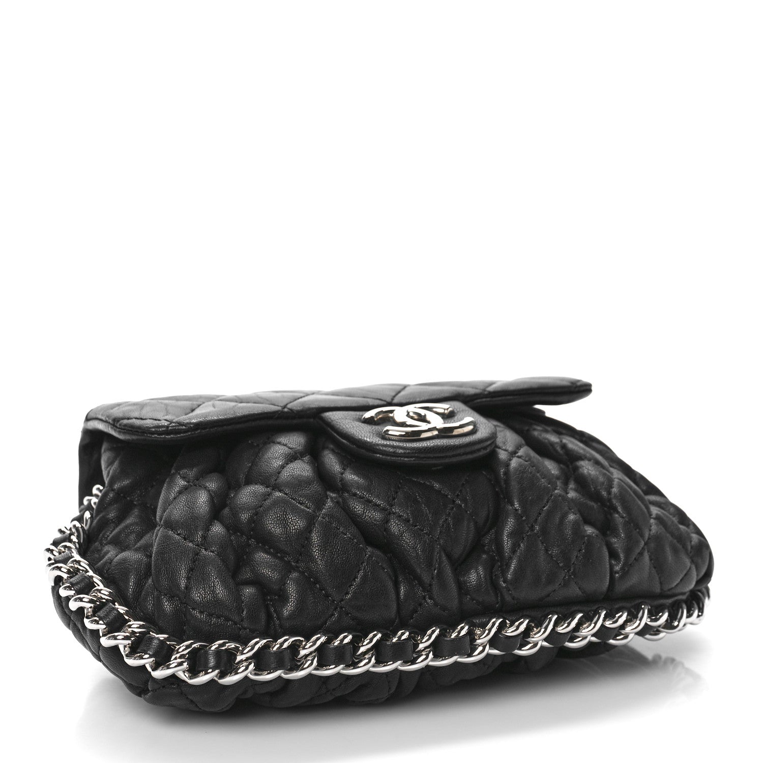 Chanel Washed Lambskin Quilted Mini Chain Around Flap Black 8 of 10