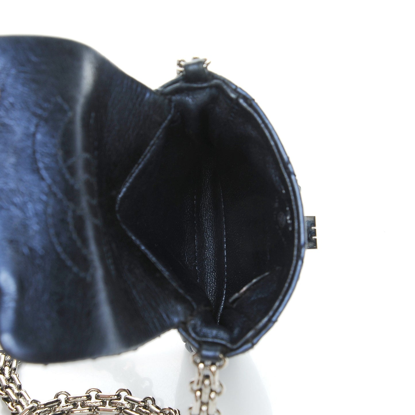 Metallic Aged Calfskin Quilted 2.55 Reissue Phone Case Blue