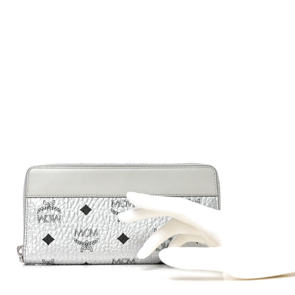 MCM Metallic Visetos Aren VI Zip Around Wallet Silver 2 of 7