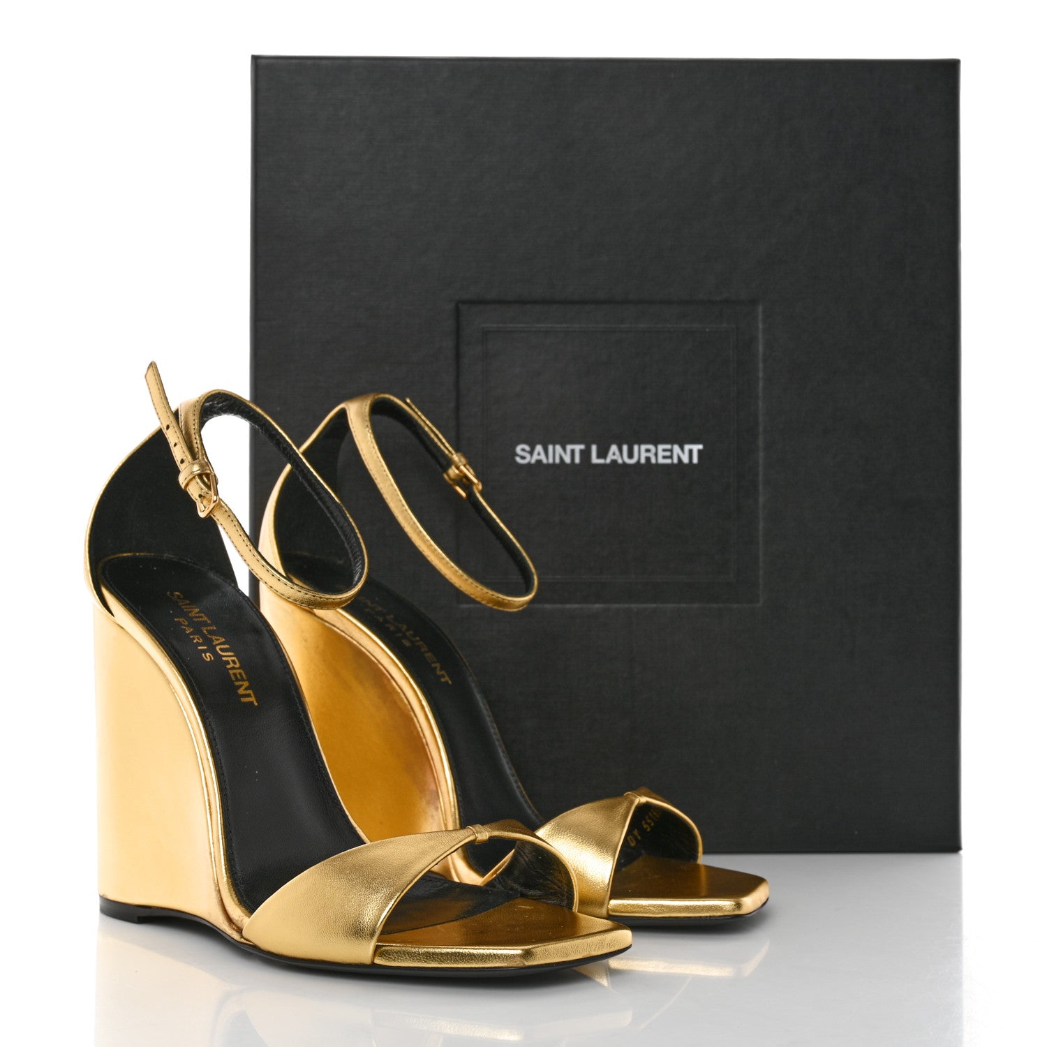 Saint Laurent Calfskin Dare 105 Open Toe Platform Sandals 36.5 Gold 9 of 9