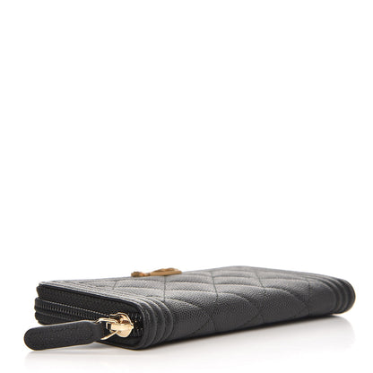 Chanel Caviar Quilted Boy Small Zip Around Wallet Black 4 of 9