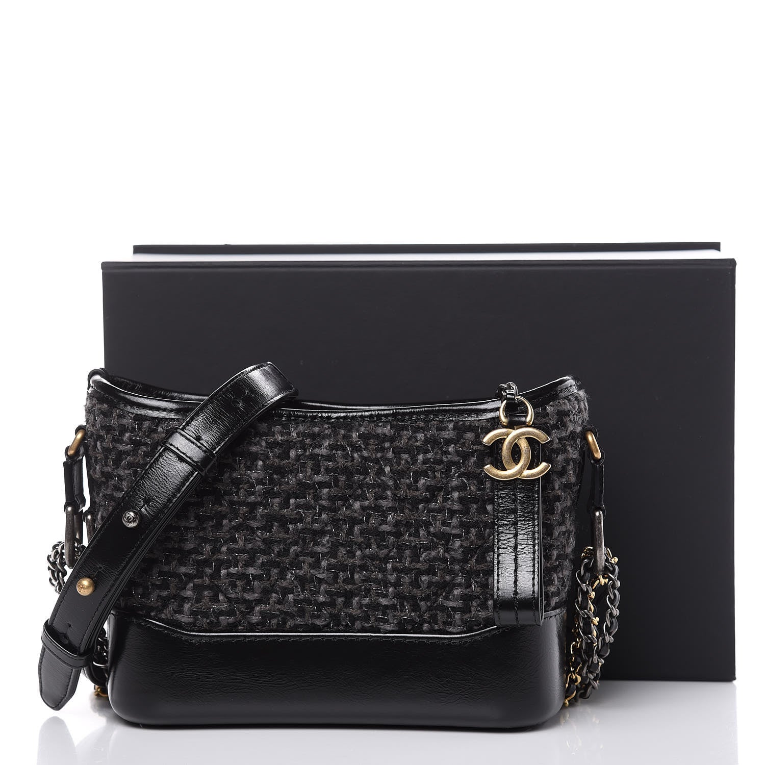 Chanel Tweed Calfskin Small Gabrielle Hobo Black 11 of 11