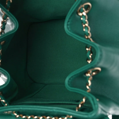 Chanel Lambskin Quilted Small Duma Drawstring Backpack Green 5 of 10