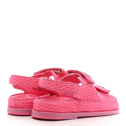 Chanel Knit Fabric Velcro Dad Sandals 37 Pink 4 of 9