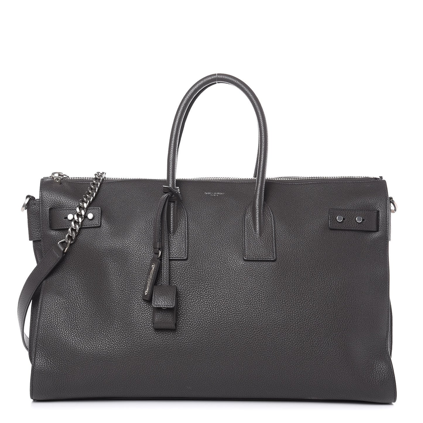 Grained Calfskin Sac De Jour Souple Duffle 36H Asphalt Gray