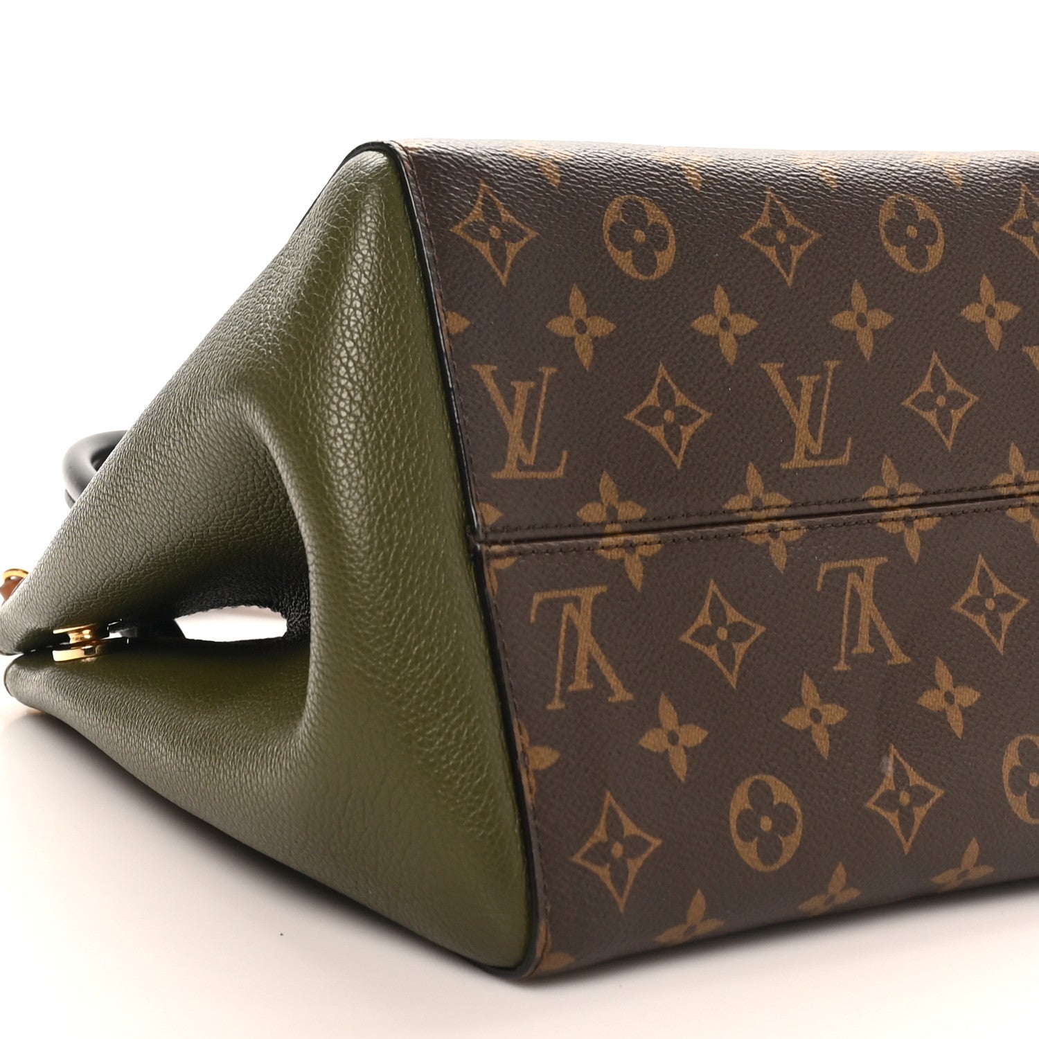 Louis Vuitton Calfskin Monogram Fold Tote PM Cream Khaki Black 8 of 9
