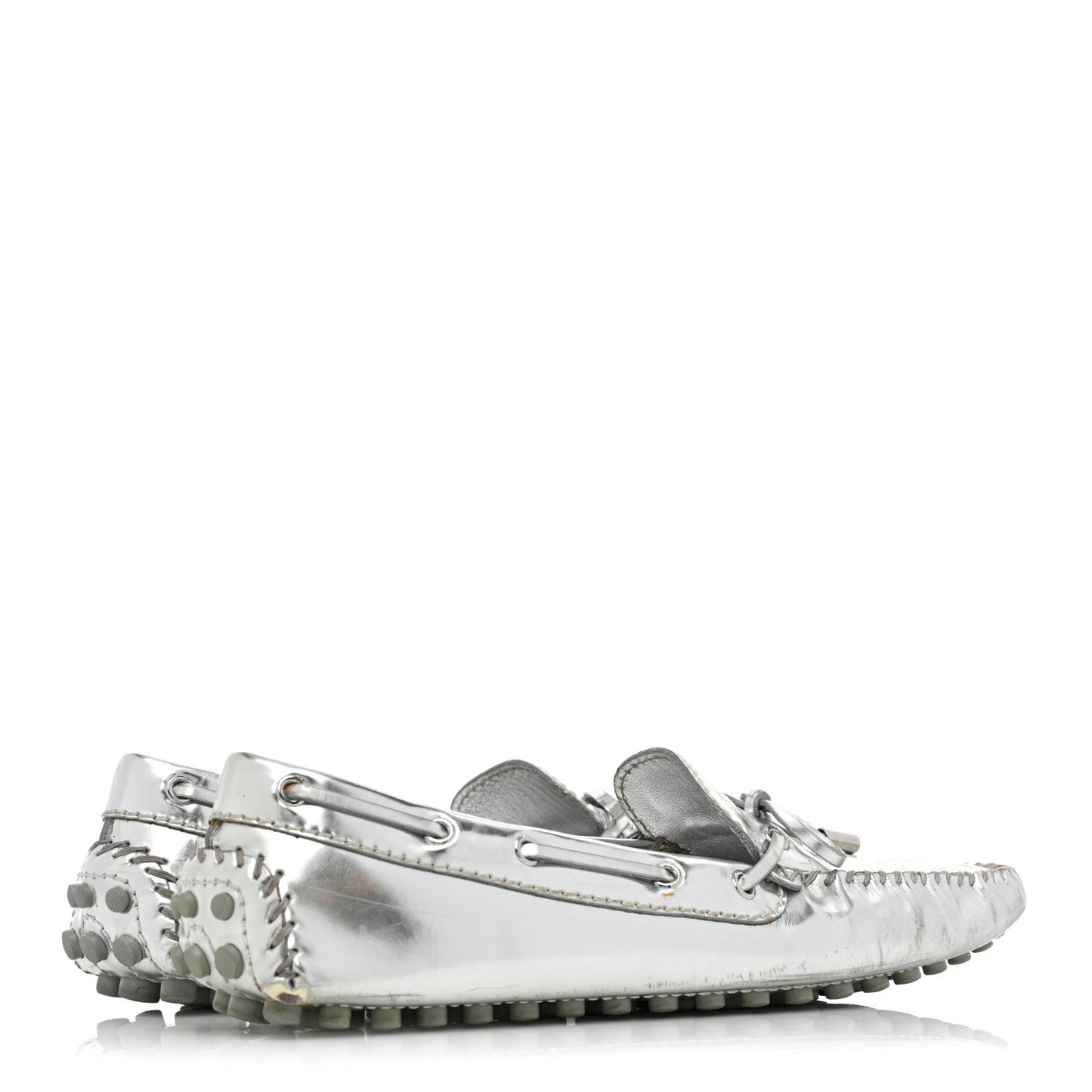 Patent Calfskin Monogram Gloria Loafers 38 Silver