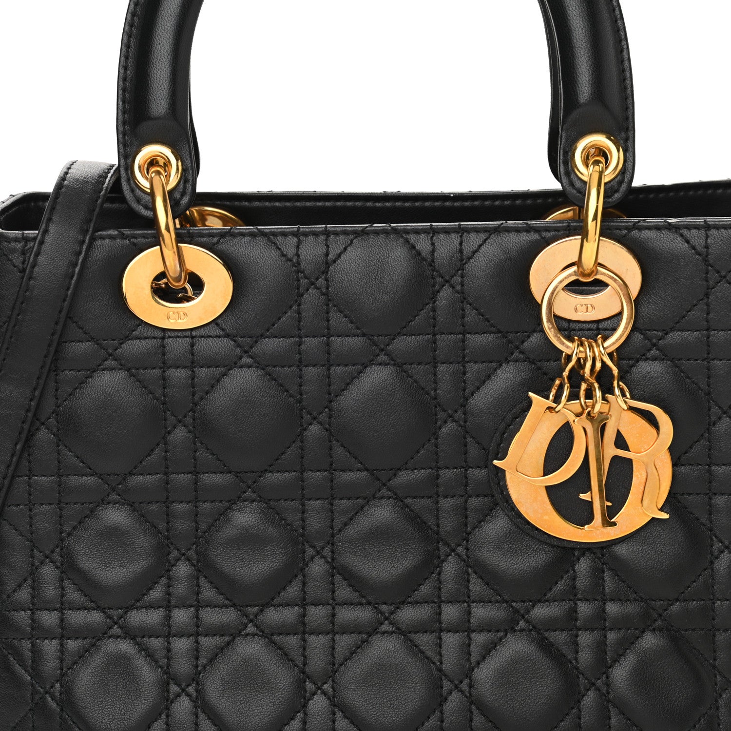 Christian Dior Lambskin Cannage Medium Lady Dior Black 8 of 10