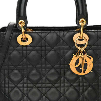 Christian Dior Lambskin Cannage Medium Lady Dior Black 8 of 10