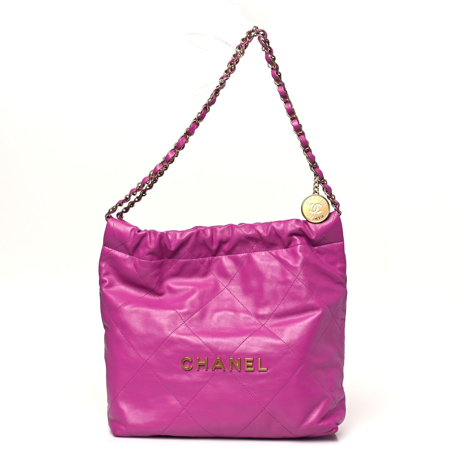 Chanel Shiny Calfskin Quilted Small Chanel 22 Fuchsia 1 of 11