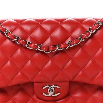 Chanel Lambskin Quilted Jumbo Double Flap Red 8 of 10