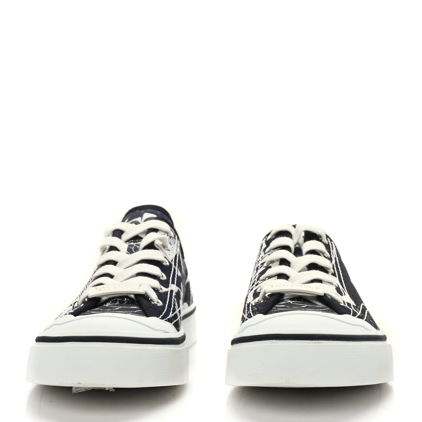 Printed Fabric Low Top Logo Sneakers 39 White Black