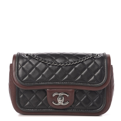 Chanel Lambskin Classic Twist Mini Rectangular Flap Black Burgundy 1 of 10