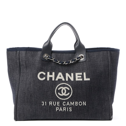 Chanel Denim Large Deauville Tote Dark Blue 1 of 10