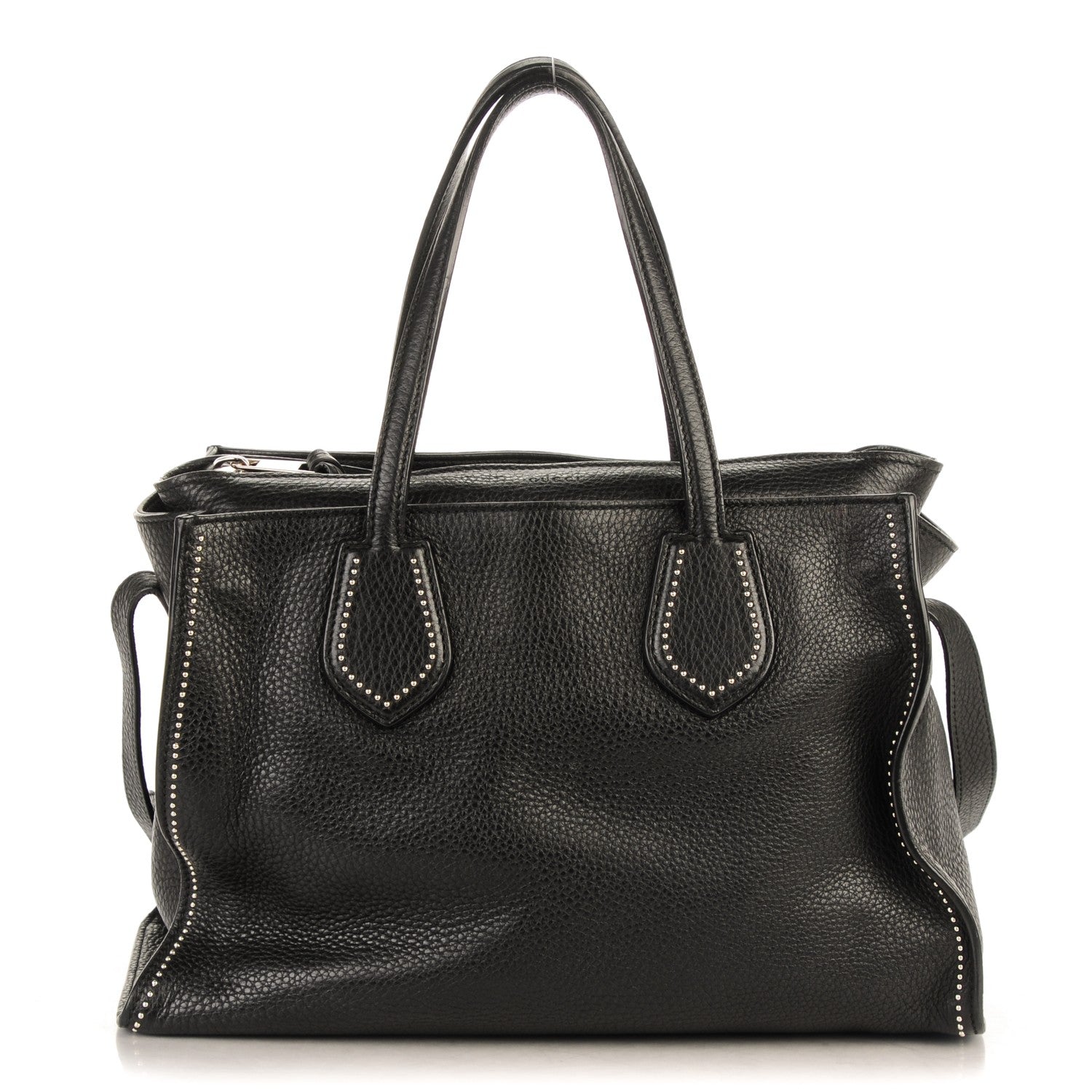 Gucci Pebbled Calfskin Ramble Studded Layered Tote Black 1 of 7
