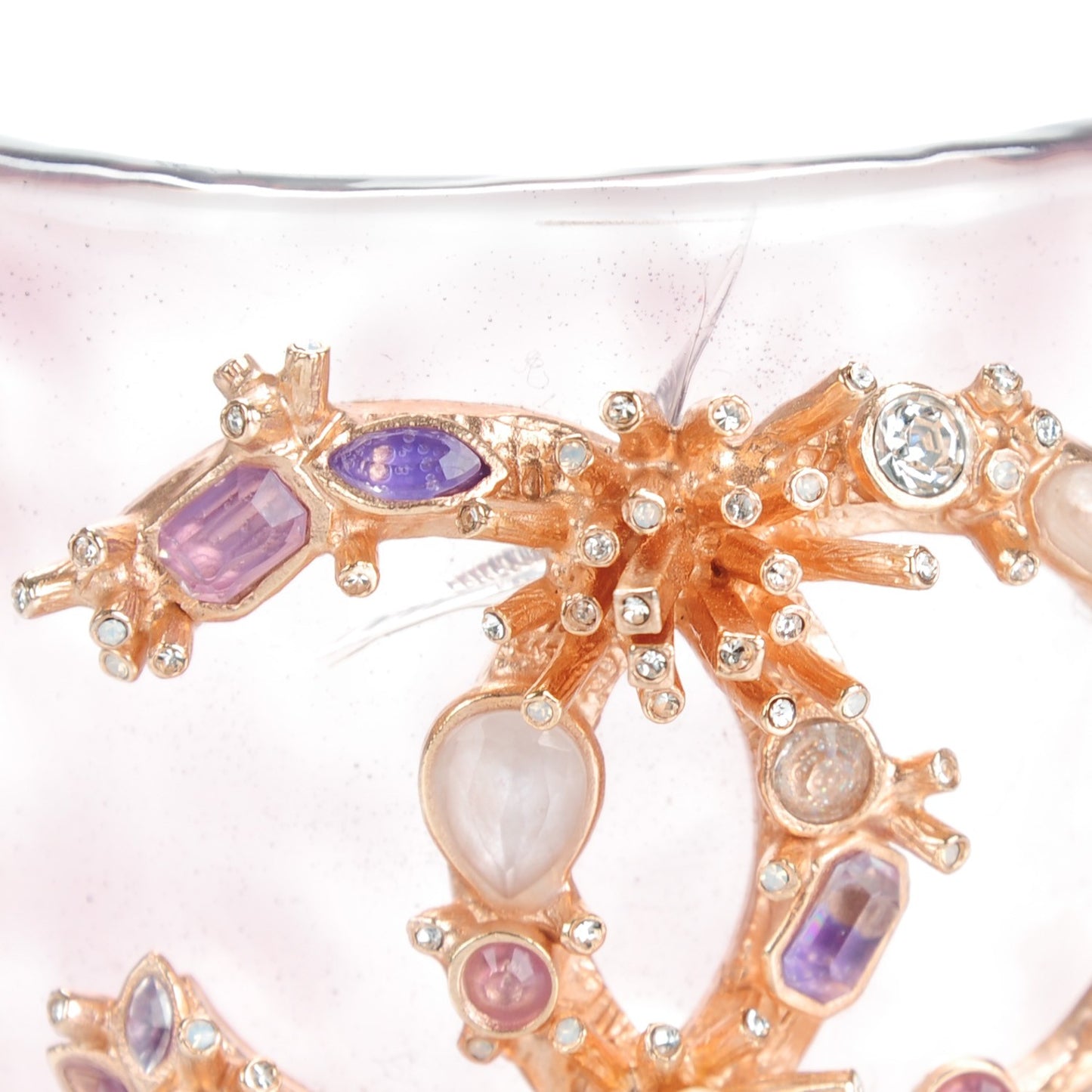 Lucite Crystal Pearl Gripoix CC Cuff Purple