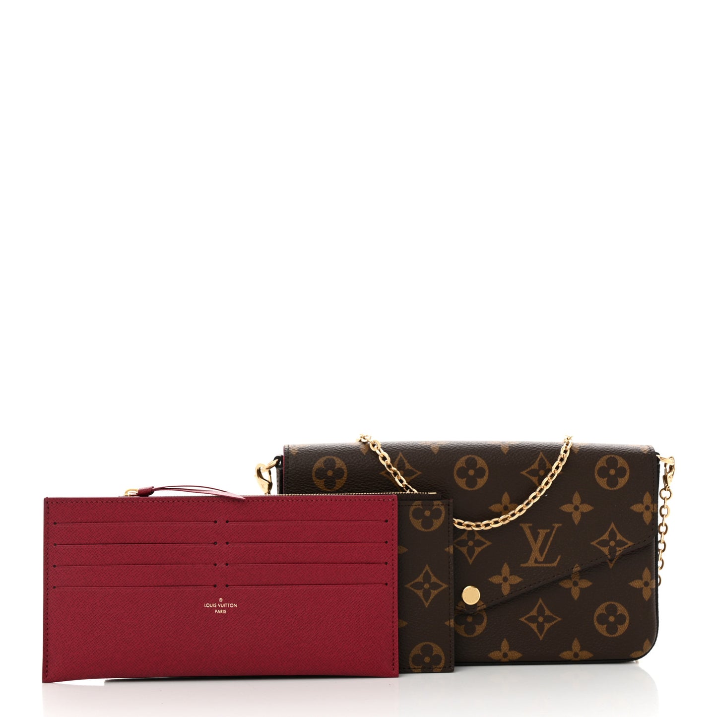 Monogram Pochette Felicie Chain Wallet Fuchsia