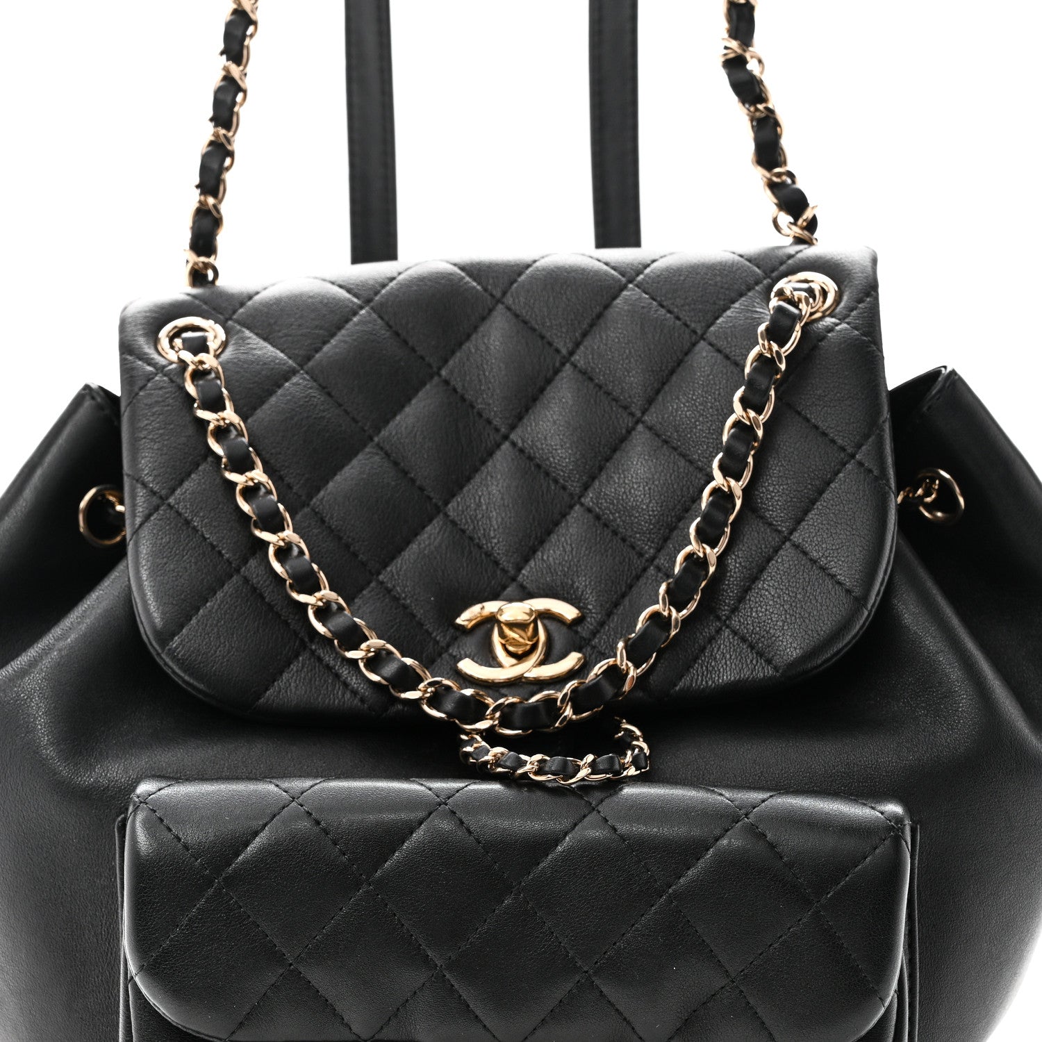 Chanel Lambskin Quilted Large Duma Drawstring Backpack Black 8 of 11