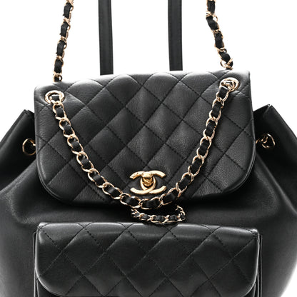 Chanel Lambskin Quilted Large Duma Drawstring Backpack Black 8 of 11