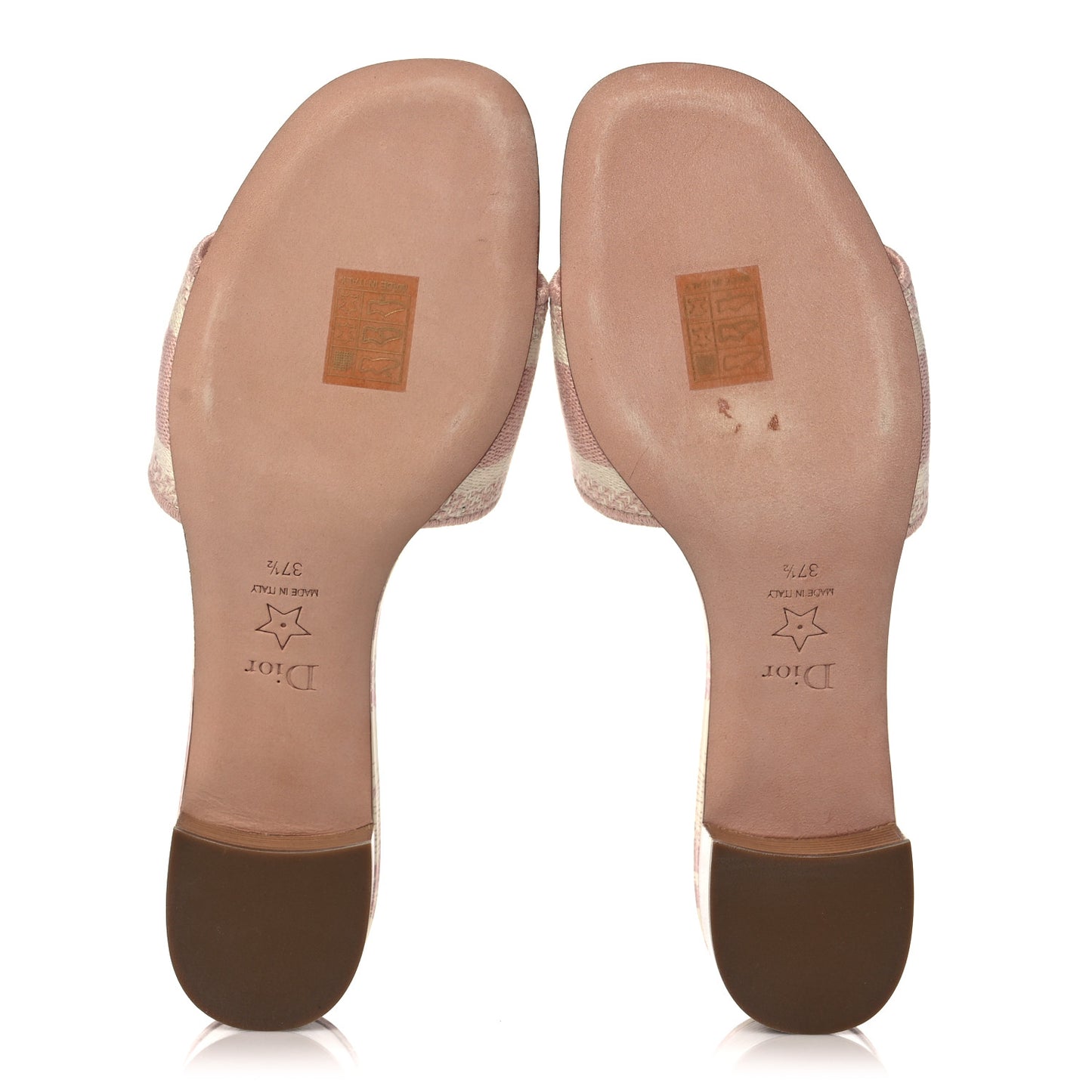 Cotton Toile De Jouy Embroidered Dway 50mm Slide Sandals 37.5 Light Pink