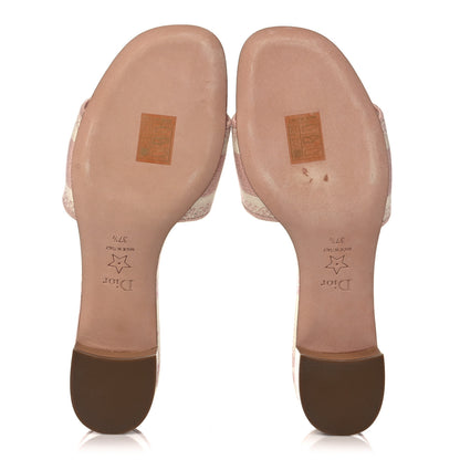 Christian Dior Cotton Toile De Jouy Embroidered Dway 50mm Slide Sandals 37.5 Light Pink 5 of 10