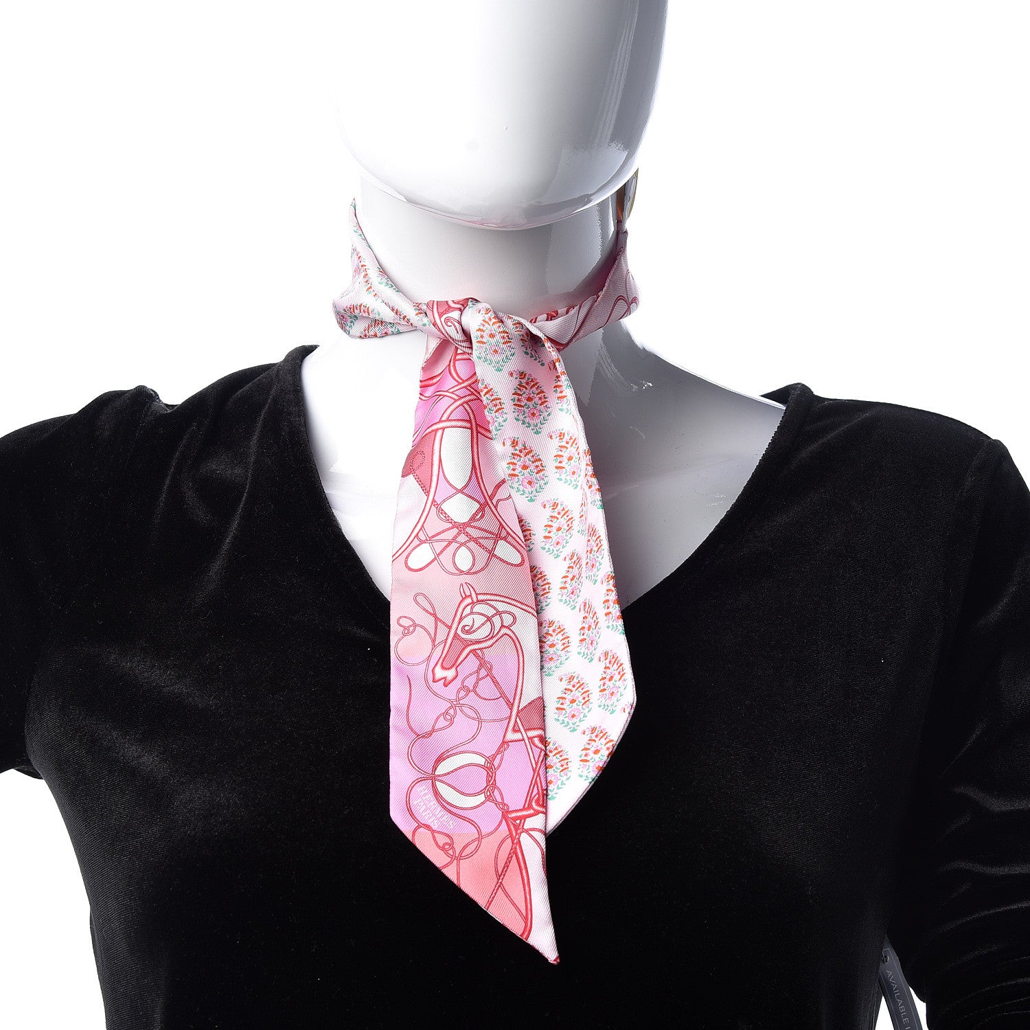 Hermes Silk Coup De Fouet Au Bloc Twilly Rose Nacre Turquoise 2 of 5