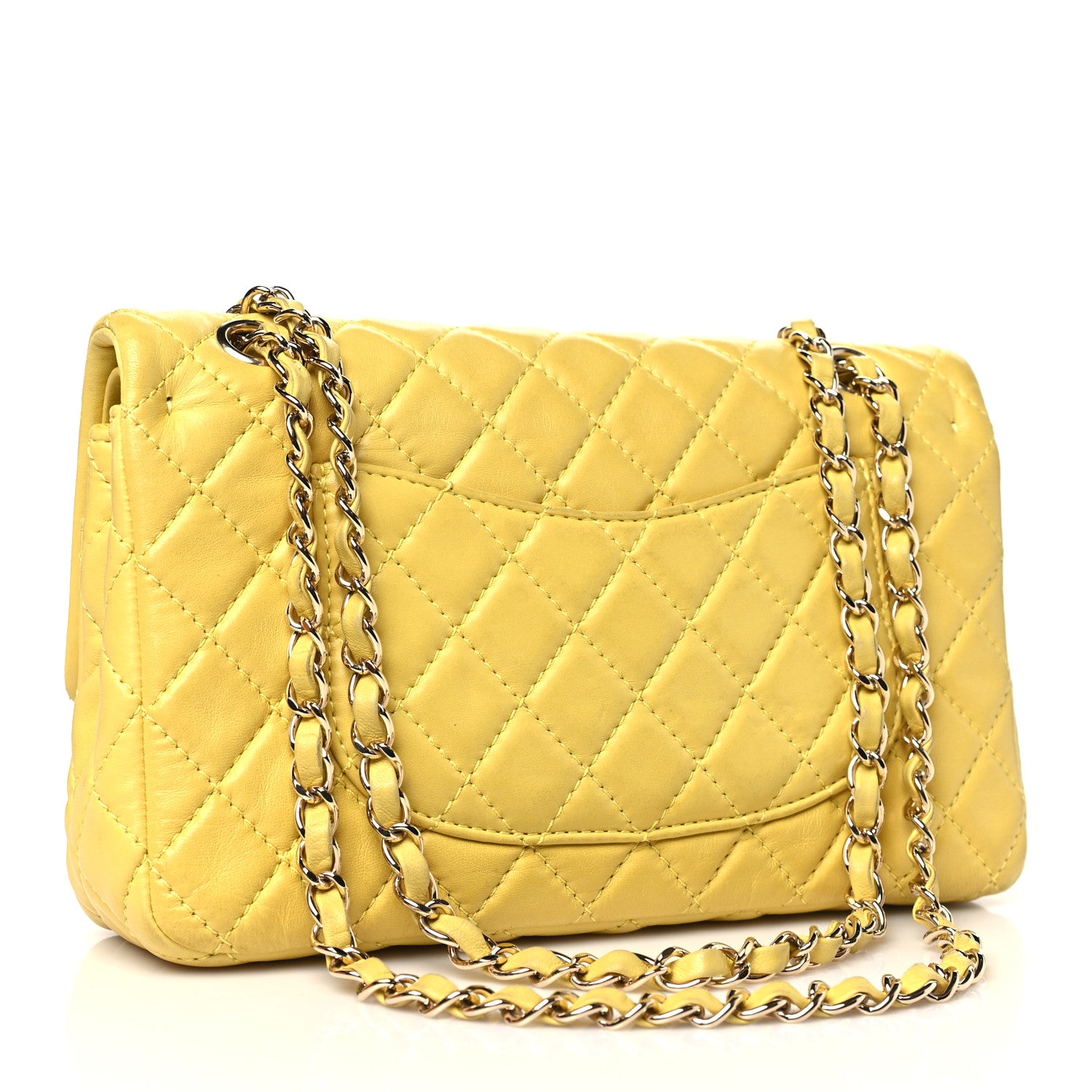 Chanel Lambskin Quilted Medium Double Flap Yellow 3 of 12