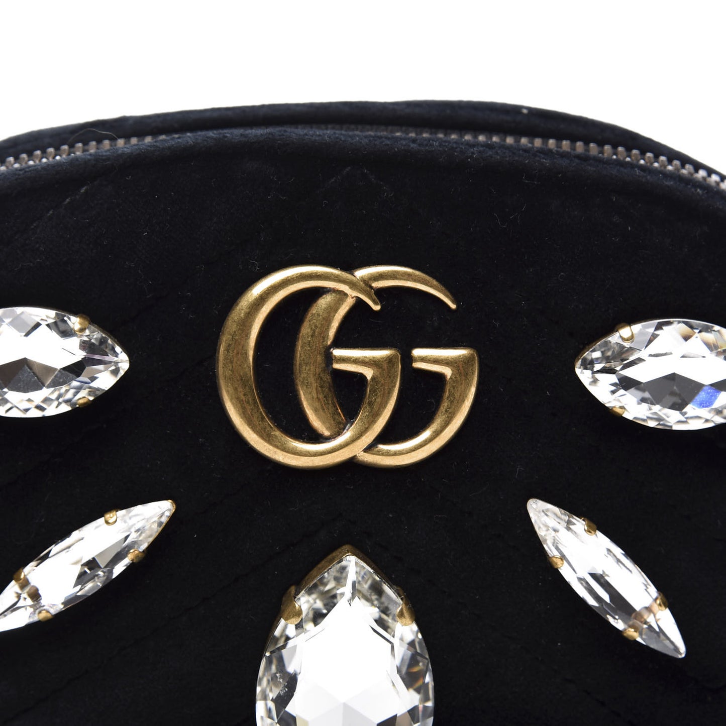 Velvet Matelasse Marquise Crystals GG Marmont Belt Bag 85 34 Black