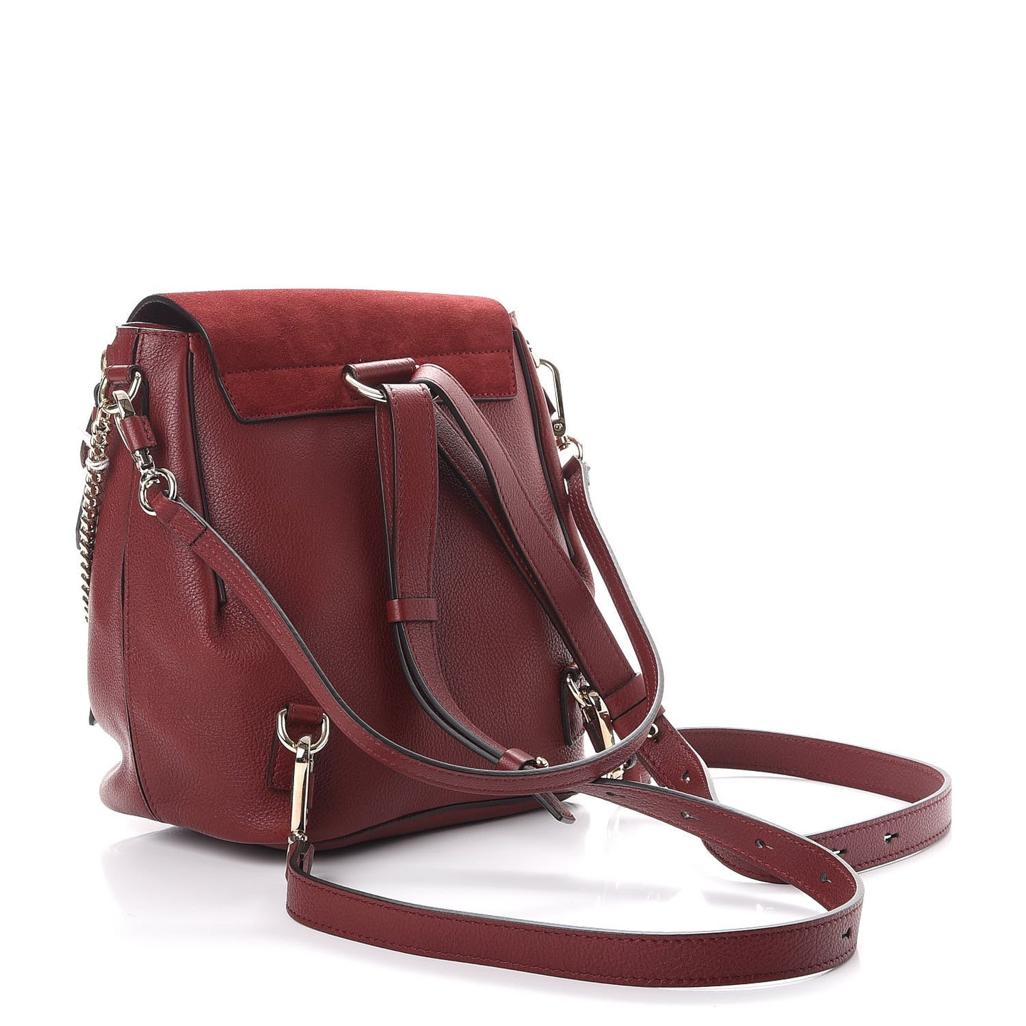 Suede Calfskin Medium Faye Backpack Sienna Red
