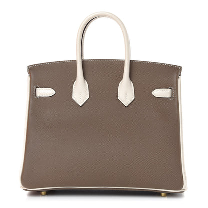 Hermes Epsom Horseshoe Birkin 25 Etoupe Craie 4 of 35