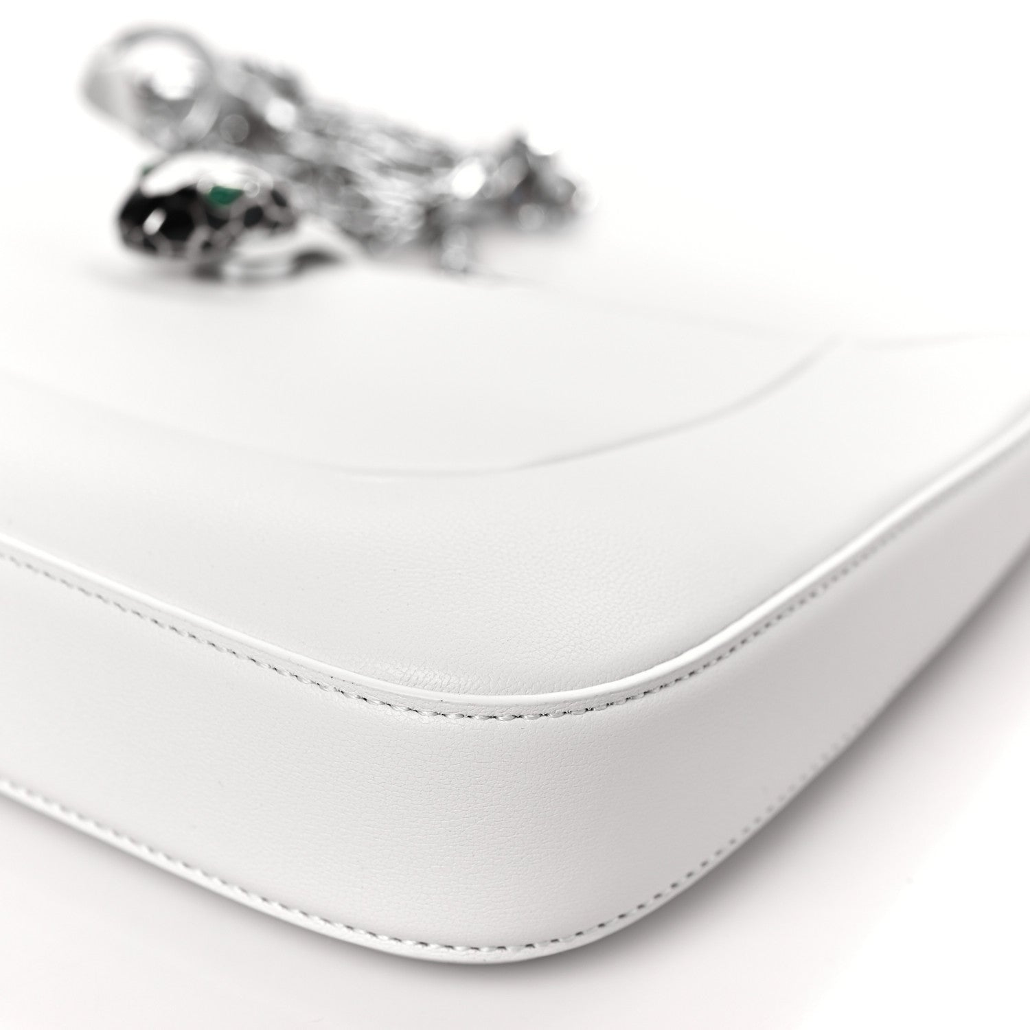Bulgari Calfskin Serpenti Baia Shoulder Bag White 8 of 8