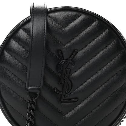 Saint Laurent Calfskin Matelasse Chevron Round Vinyle Camera Bag Black 8 of 10
