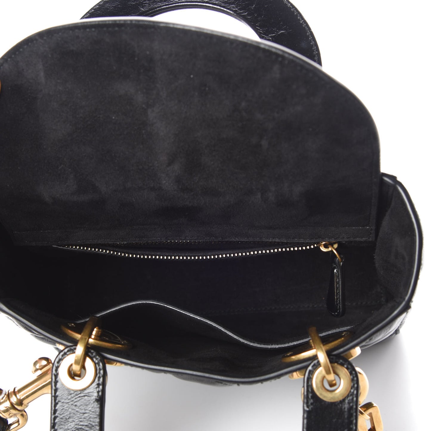 Crinkled Patent Cannage Small Lucky Badges My Lady Dior Black