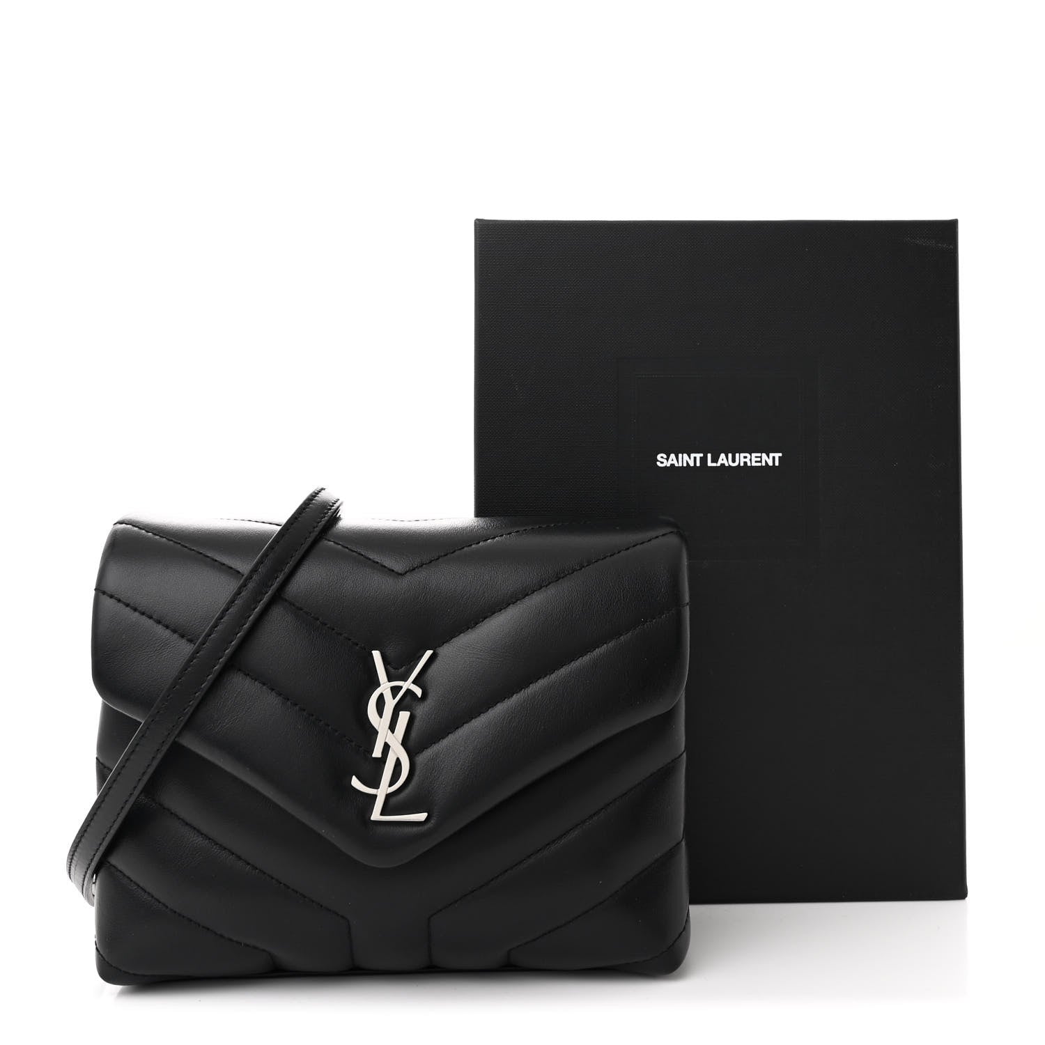 Saint Laurent Calfskin Y Quilted Monogram Toy Loulou Crossbody Bag Black 12 of 12