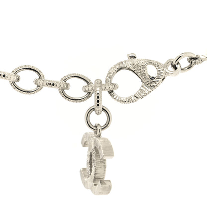 Chanel Pearl Crystal CC Choker Necklace Silver 4 of 5