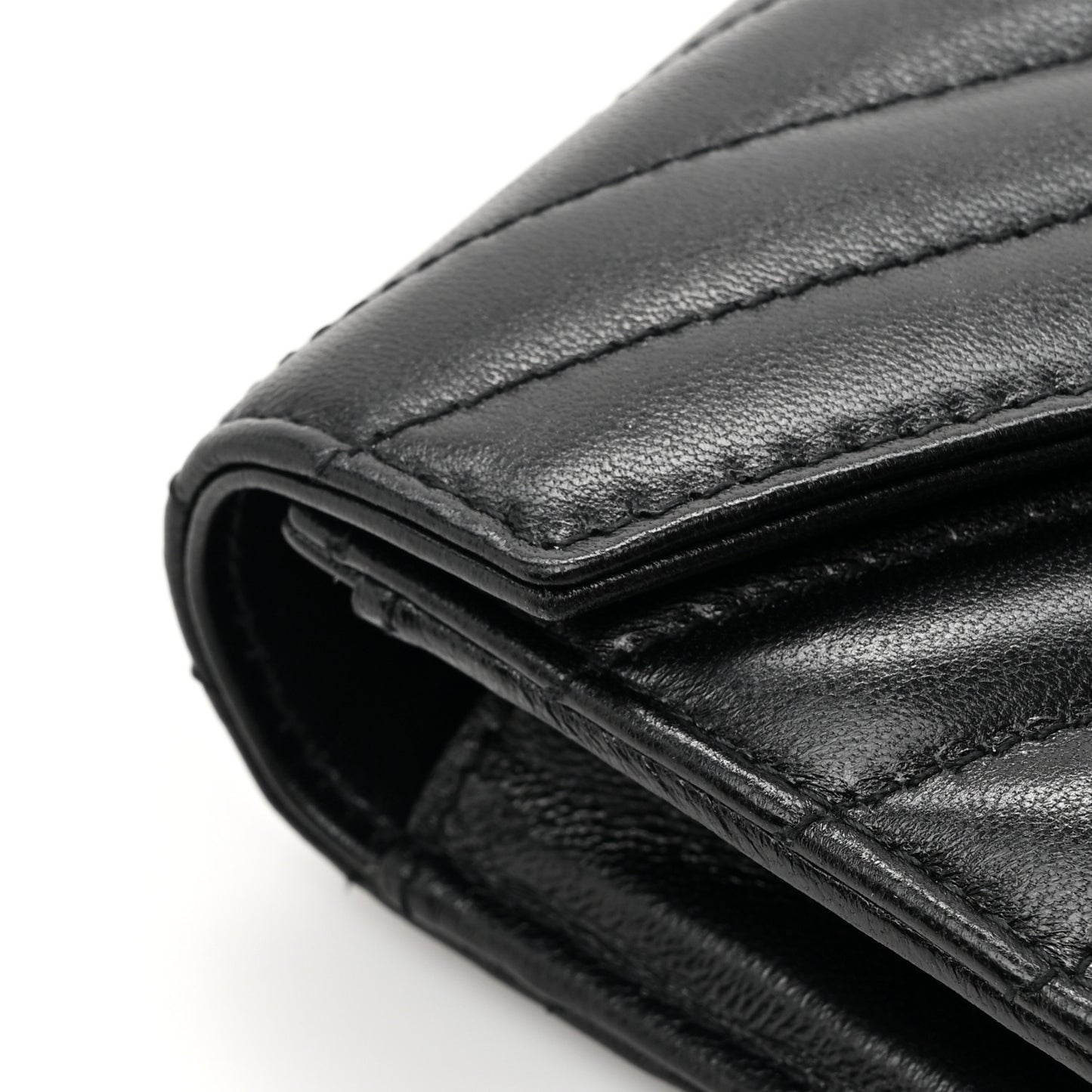 Calfskin Matelasse Chevron Monogram Flap Wallet Black
