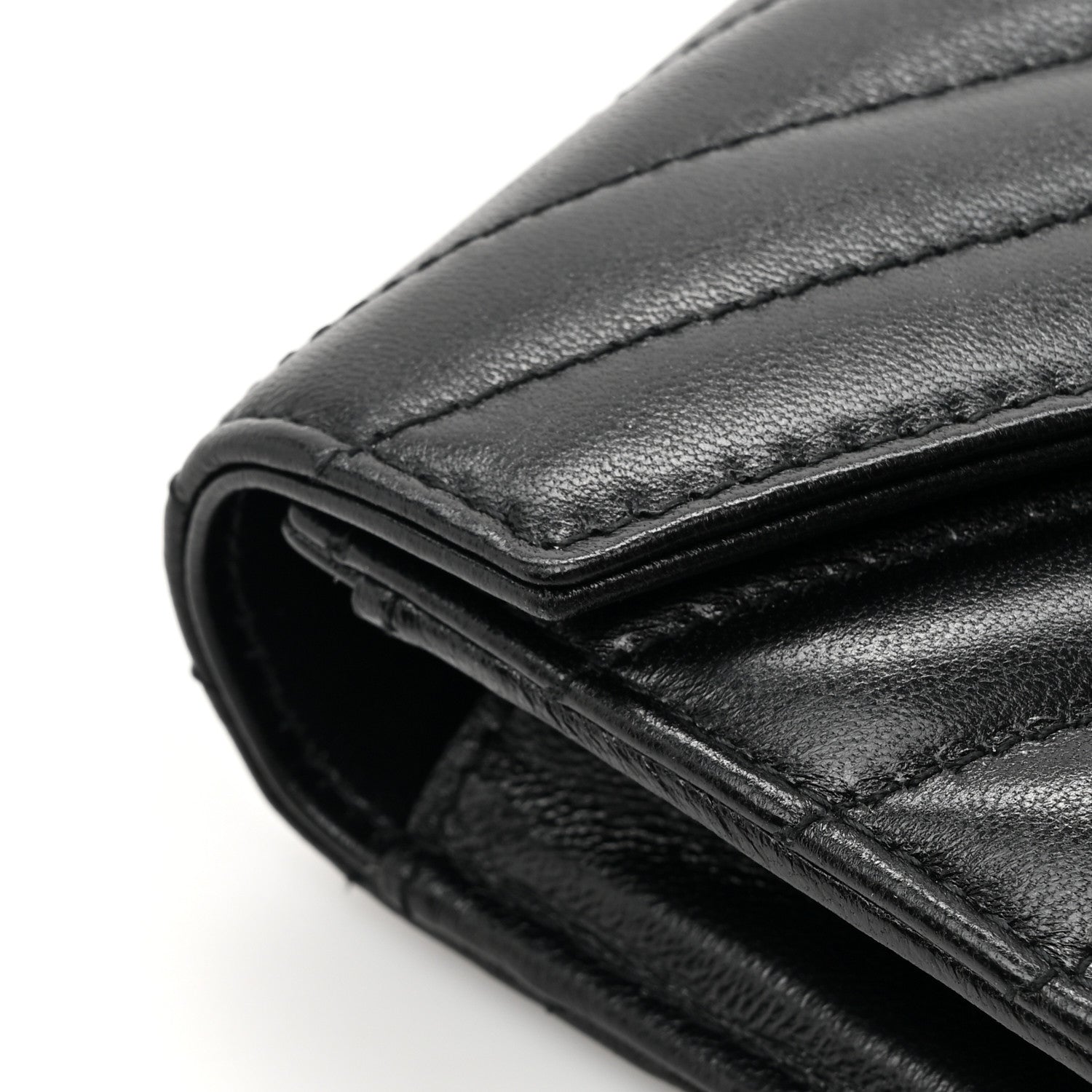 Saint Laurent Calfskin Matelasse Chevron Monogram Flap Wallet Black 11 of 11
