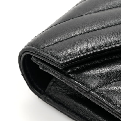 Saint Laurent Calfskin Matelasse Chevron Monogram Flap Wallet Black 11 of 11