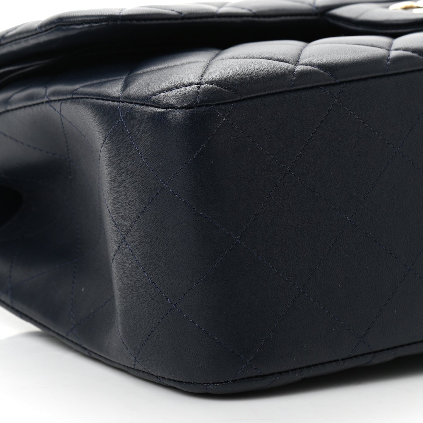 Lambskin Quilted Jumbo Double Flap Navy Blue