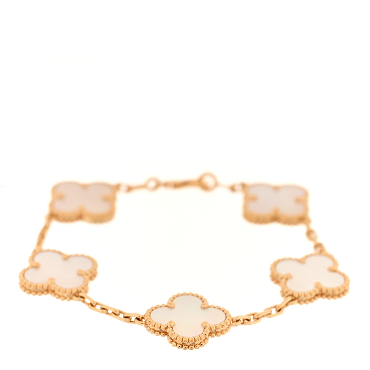 Van Cleef & Arpels 18K Yellow Gold Mother of Pearl 5 Motifs Vintage Alhambra Bracelet 1 of 4