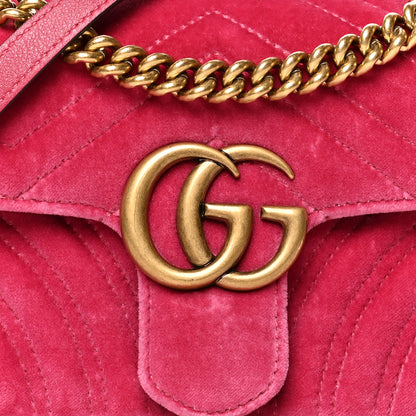 Gucci Velvet Matelasse Mini GG Marmont Shoulder Bag Light Raspberry Rose 8 of 10