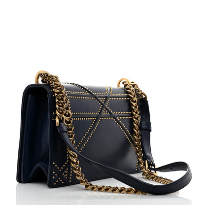 Christian Dior Lambskin Studded Medium Diorama Flap Bag Navy Blue 3 of 10
