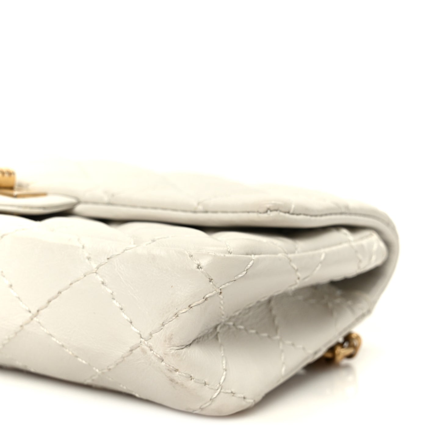Aged Calfskin Quilted 2.55 Reissue Flap Belt Bag Clutch White