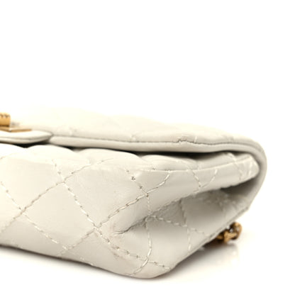 Chanel Aged Calfskin Quilted 2.55 Reissue Flap Belt Bag Clutch White 9 of 9